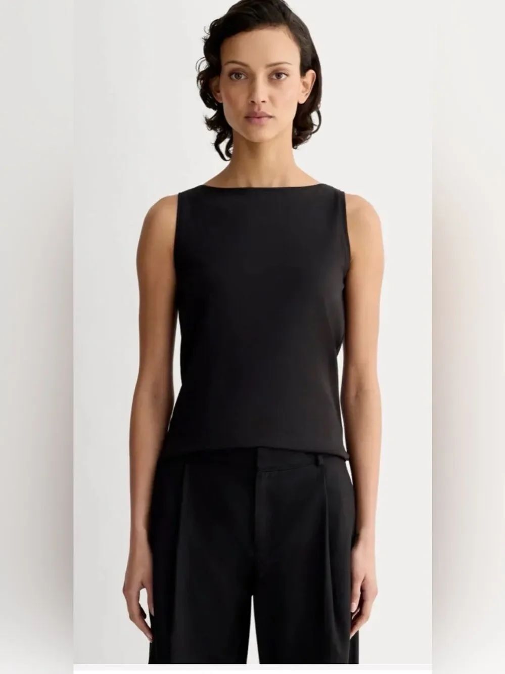 New Everlane THE FORM BOATNECK TANK in Black Size XXS